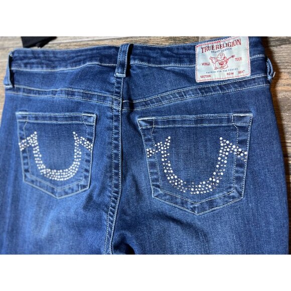 True Religion Size 30 Jennie Curvy Mid Rise Super Skinny Bling Jeans Western - Picture 10 of 11